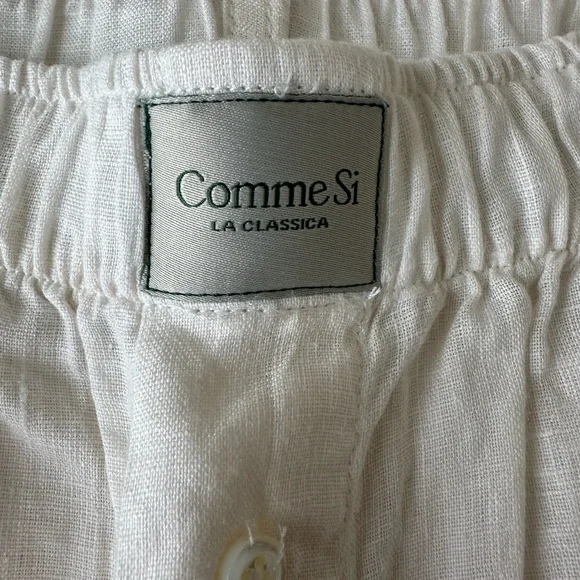 Comme Si -Ivory Wide-Leg Linen Boxer Pants - Picture 6 of 8